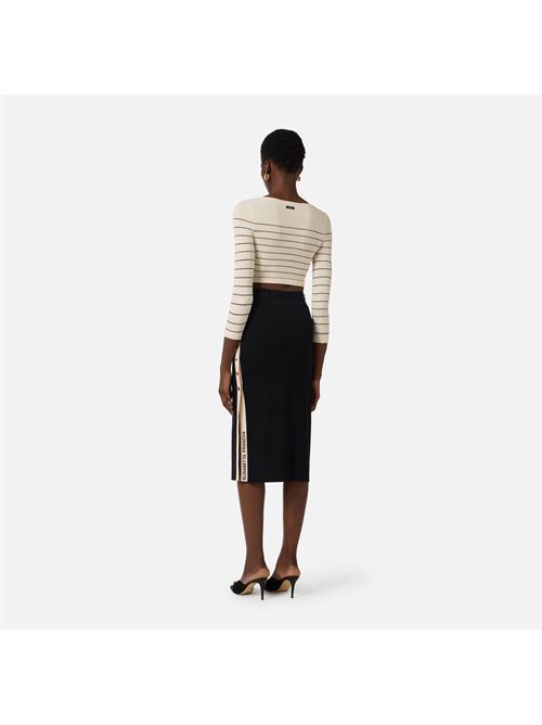 Gonna in maglia con bande in viscosa lucida ELISABETTA FRANCHI | GK27S61E2/685